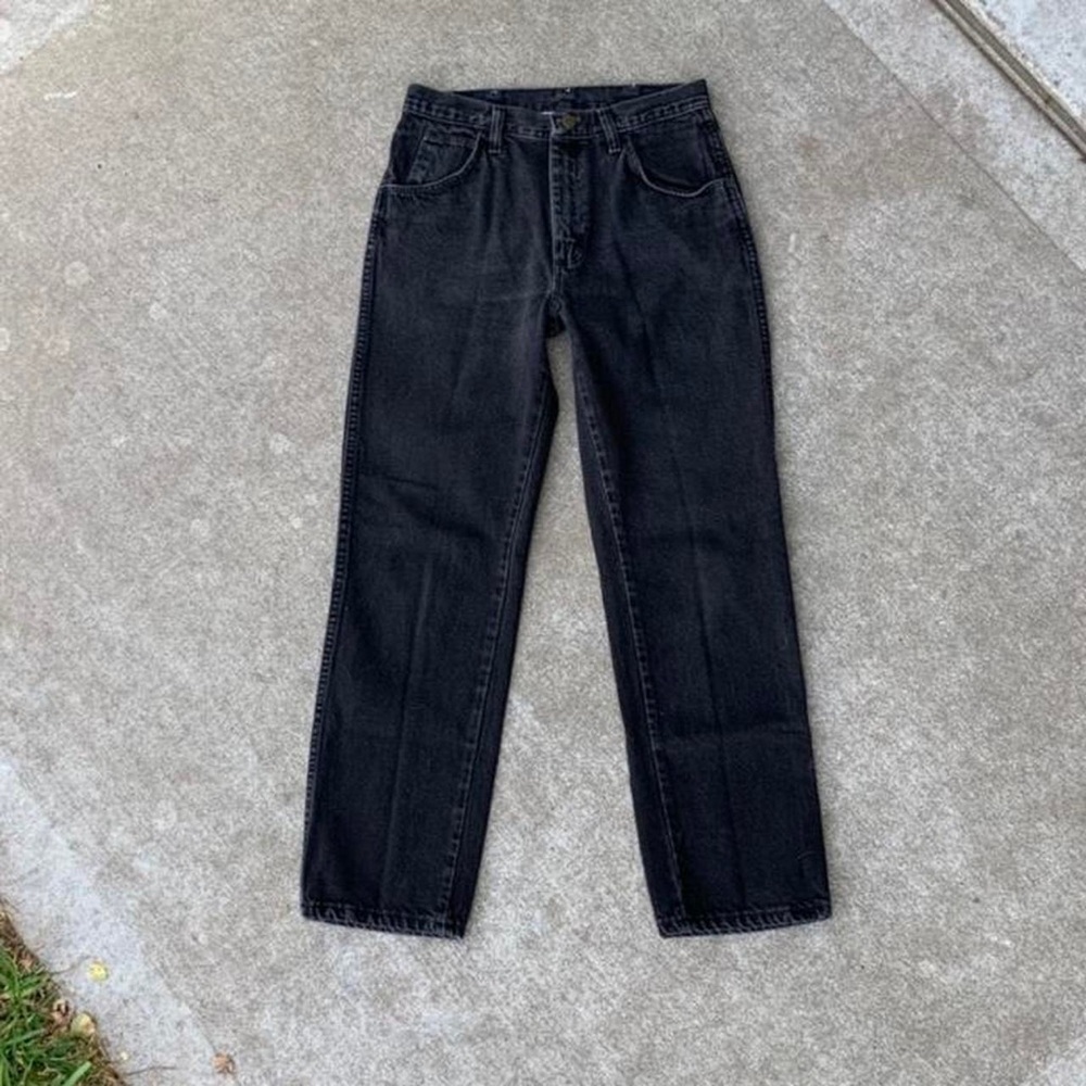 Made in USA 90s Vintage Black Denim Jeans 31 x 30 Classic Straight Leg Mom Dad